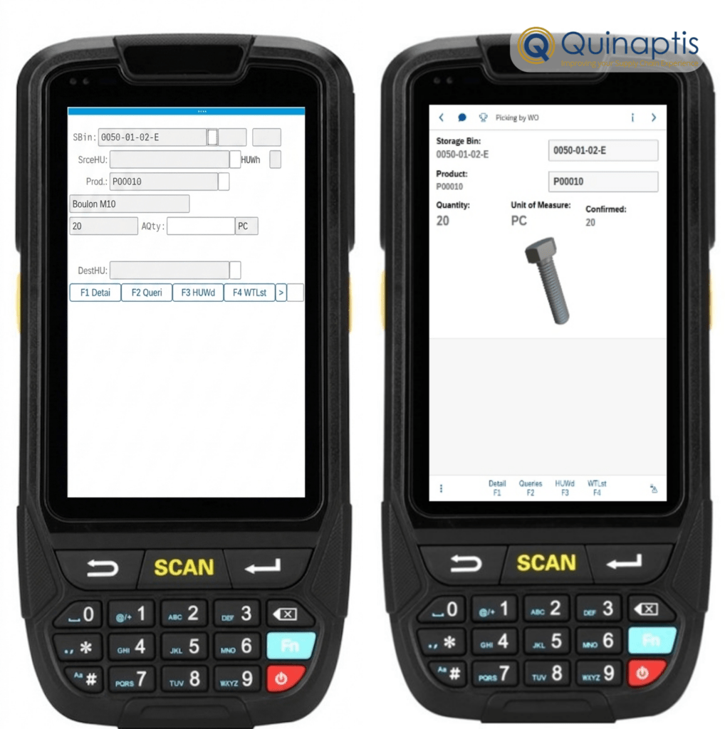 Comparison between 2 RF screens showing better usability on the right hand side